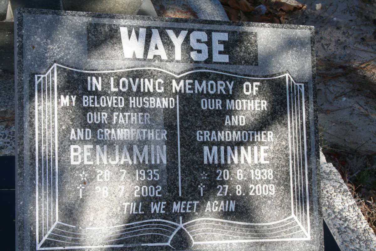 WAYSE Benjamin 1935-2002 &amp; Minnie 1938-2009