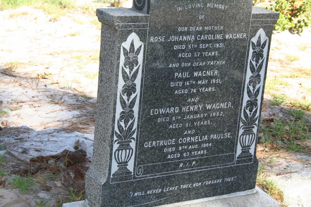 WAGNER Paul -1951 &amp; Rose Johanna Caroline -1931 :: WAGNER Edward Henry -1952 :: PAULSE Gertrude Cornelia -1964
