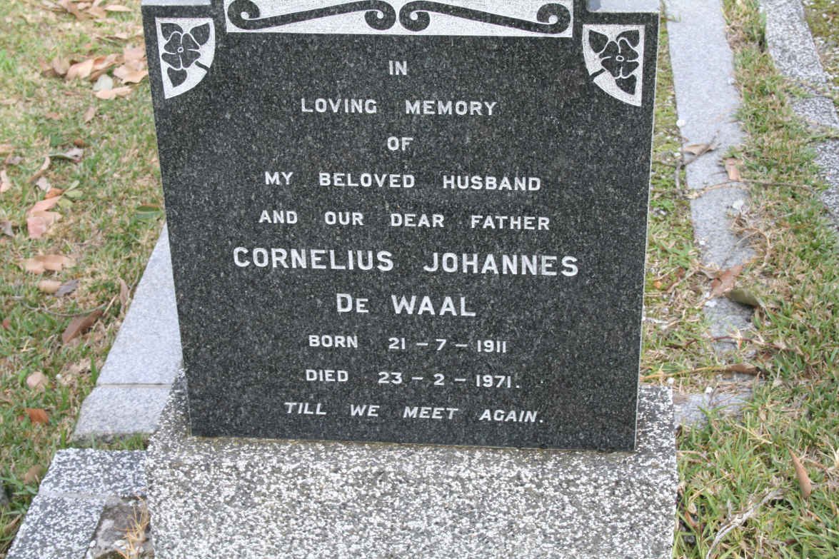 WAAL Cornelius Johannes, de 1911-1971