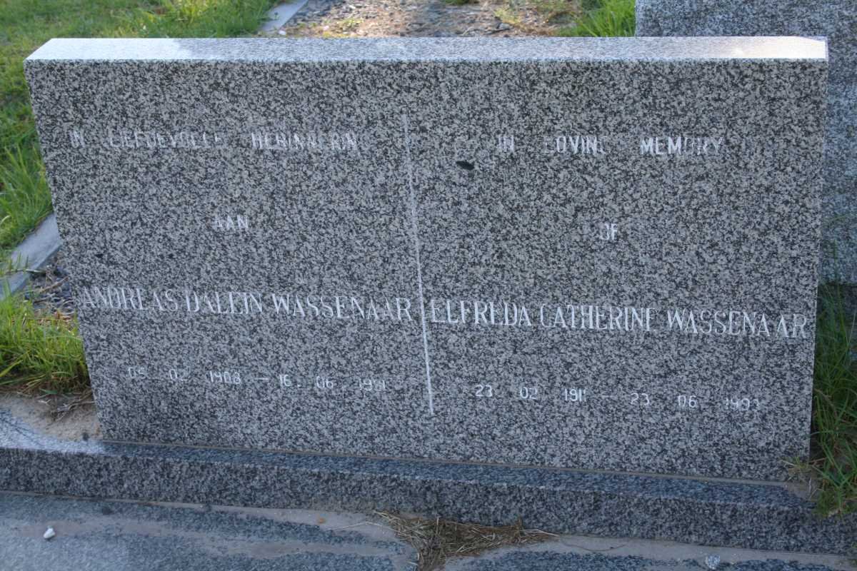 WASSENAAR Andreas Dalein 1908-1981 &amp; Elfreda Catherine 1911-1993