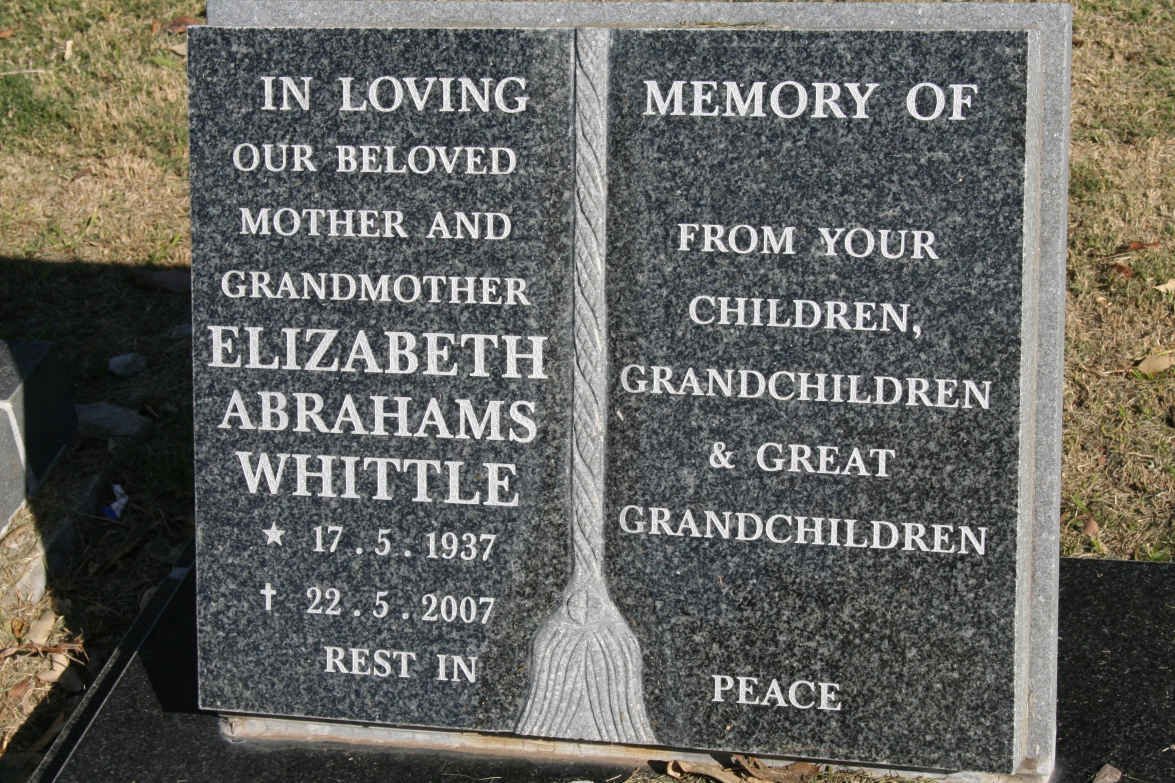 WHITTLE Elizabeth Abrahams 1937-2007