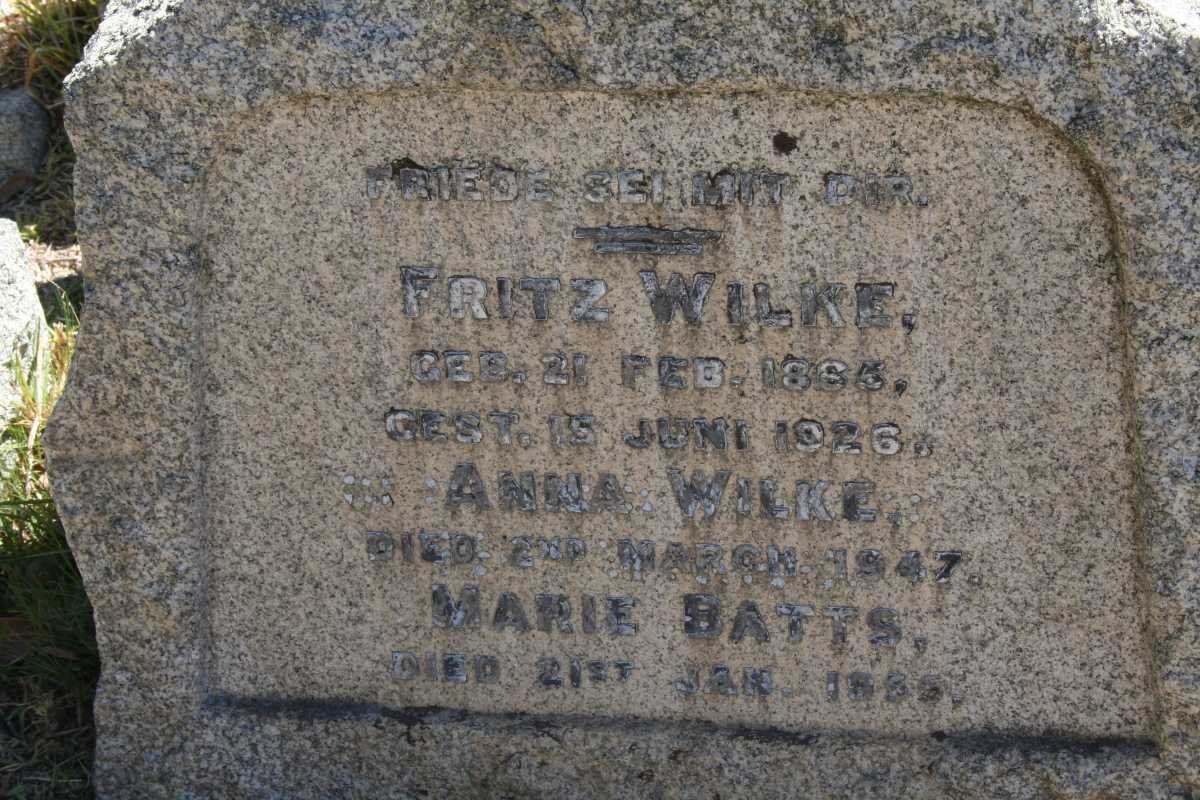 WILKE Fritz 1865-1926 &amp;  Anna -1947 :: BATTS Marie -1935