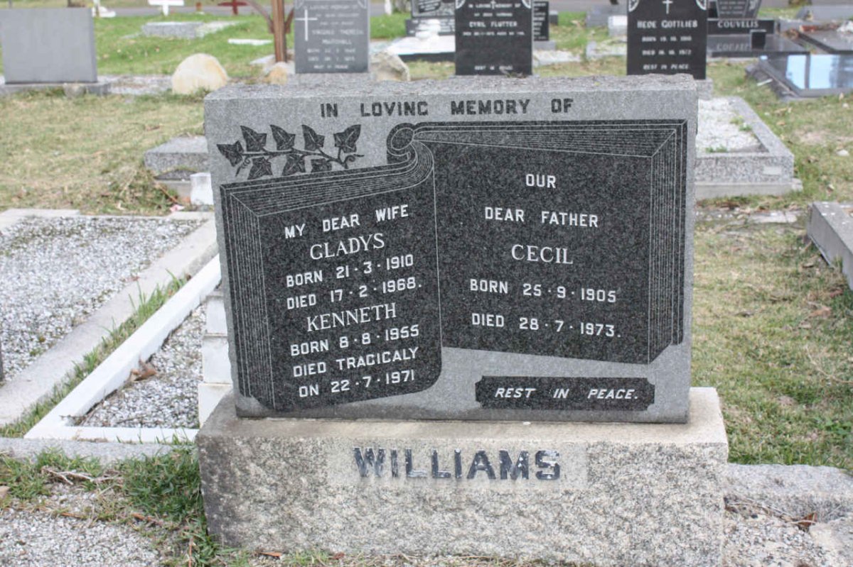 WILLIAMS Cecil 1905-1973 &amp; Gladys 1910-1968 :: WILLIAMS Kenneth 1955-1971