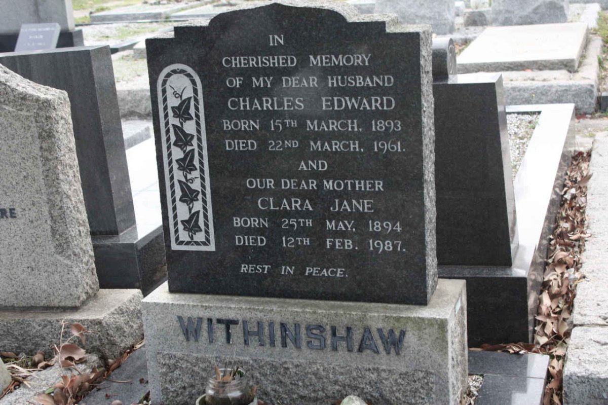 WITHINSHAW Charles Edward 1893-1961 &amp; Clara Jane 1894-1987