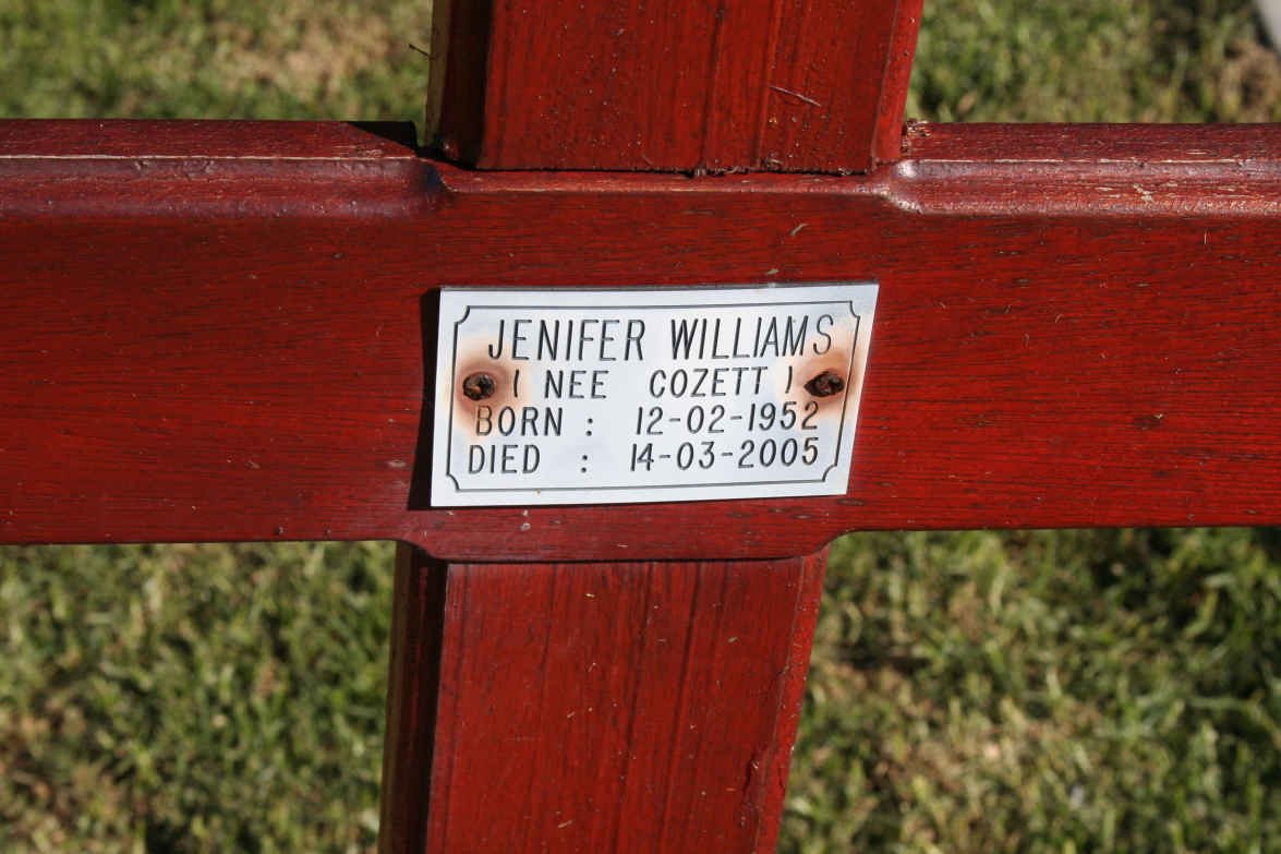 WILLIAMS Jenifer nee COZETT 1952-2005