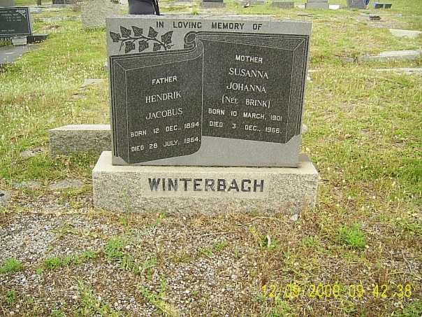 WINTERBACH Hendrik Jacobus 1894-1964 &amp; Susanna Johanna BRINK 1901-1966