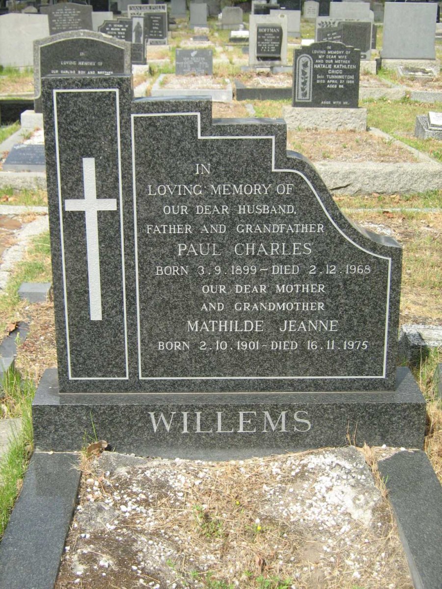 WILLEMS Paul Charles 1899-1968 &amp; Mathilde Jeanne 1901-1975