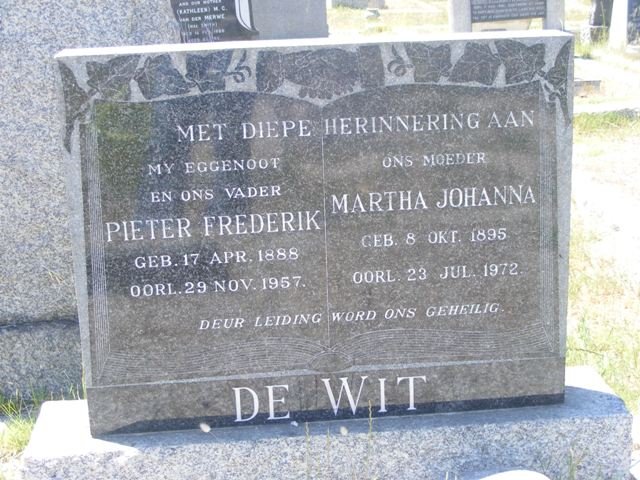 WIT Pieter Frederik, de 1888-1957 &amp; Martha Johanna 1895-1972