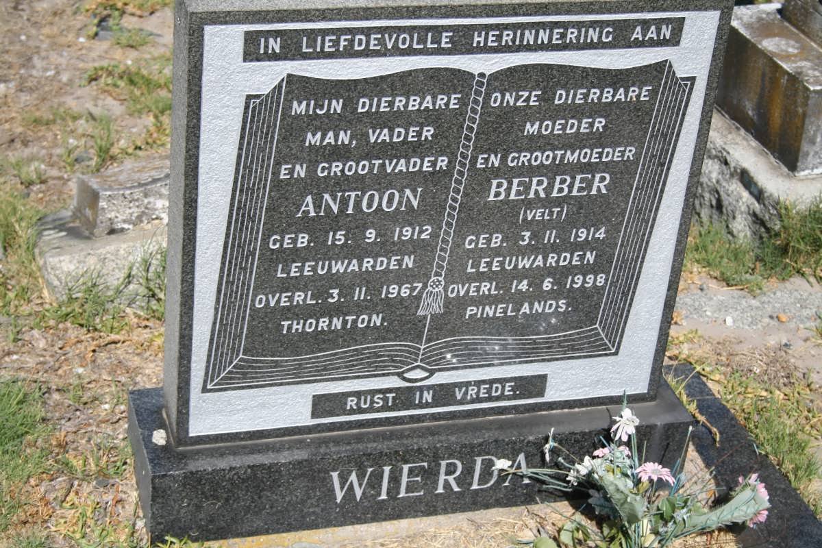 WIERDA Antoon 1912-1967 &amp; Berber VELT 1914-1998