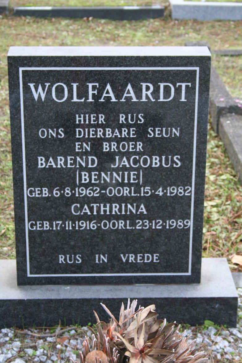 WOLFAARDT Cathrina 1916-1989 :: WOLFAARDT Barend Jacobus 1962-1982