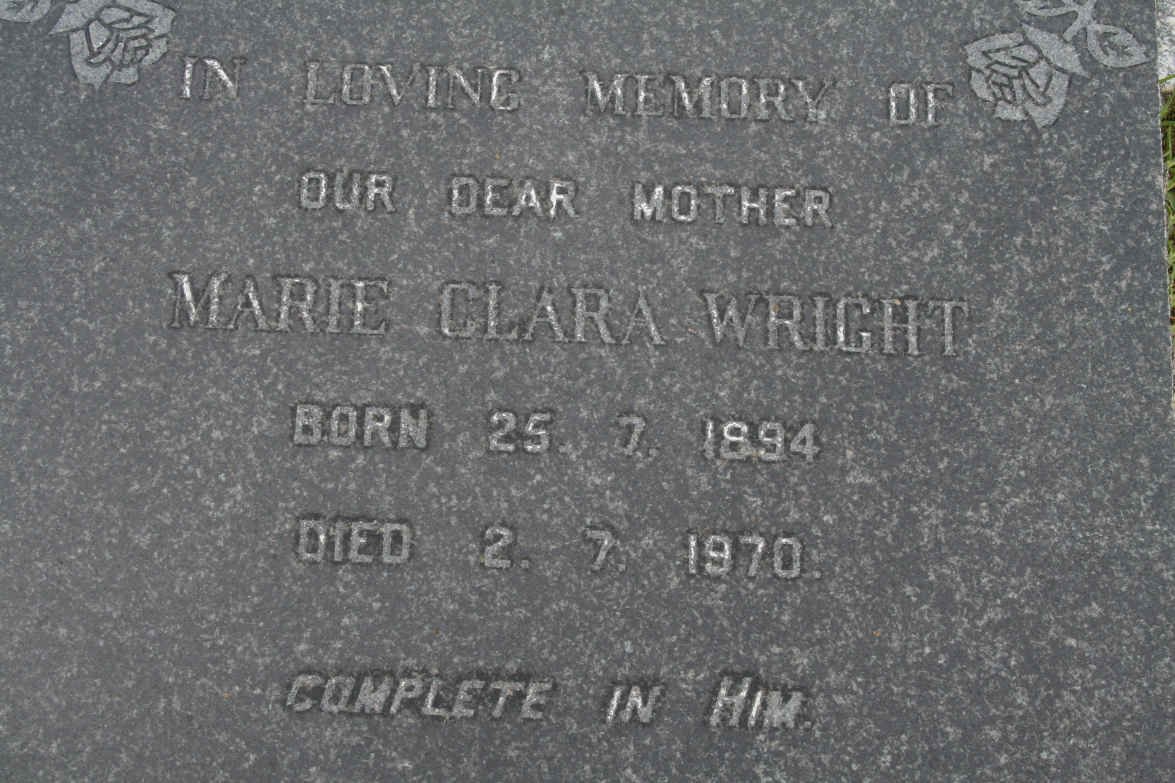 WRIGHT Marie Clara 1894-1970