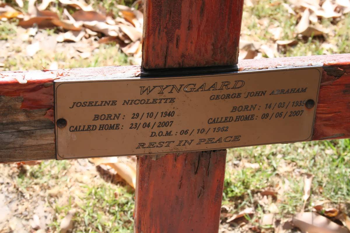 WYNGAARD George John Abraham 1939-2007 &amp; Joseline Nicolette 1940-2007