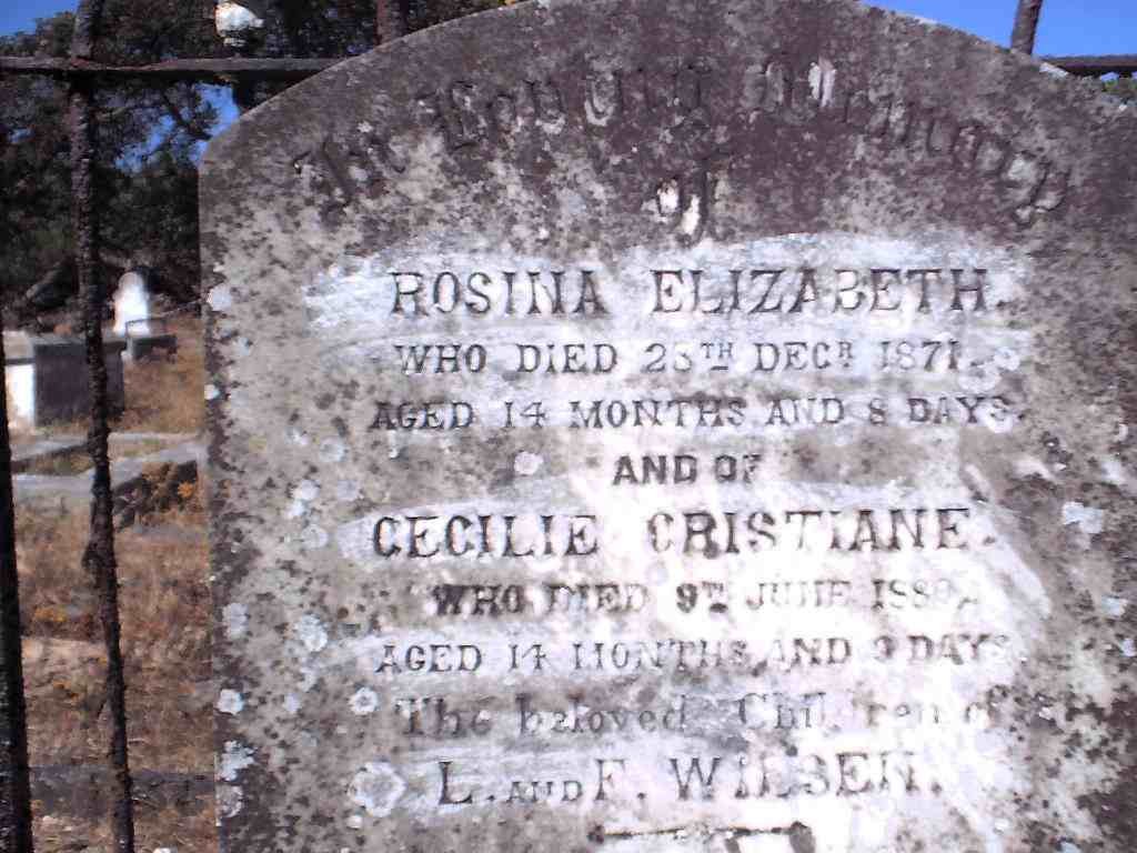 WILSEN Rosina Elizabeth -1871 ::  WILSEN Cecilie Cristiana -1889 ::  WILSEN Lorentz -1885