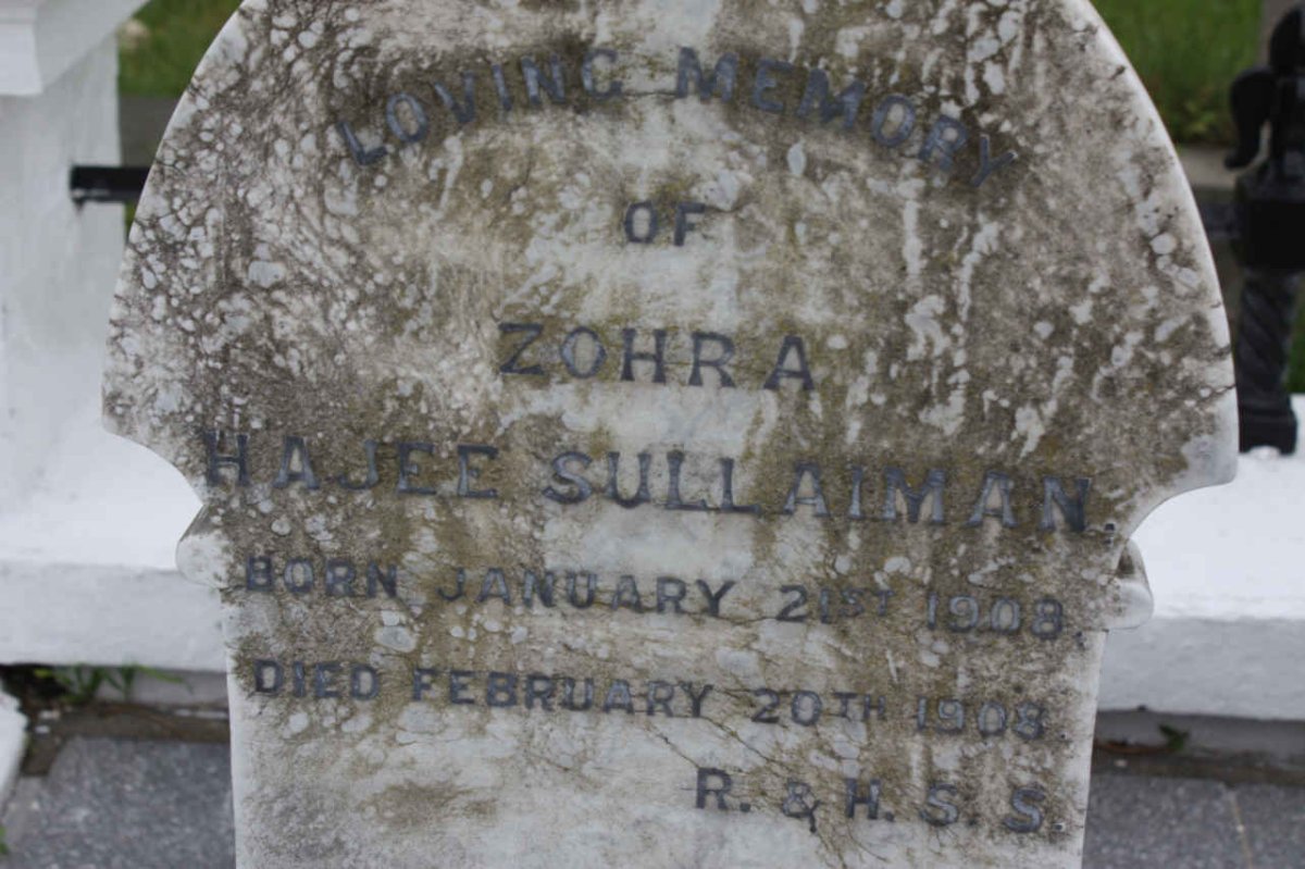 SULLAIMAN Zohra Hajee 1908-1908