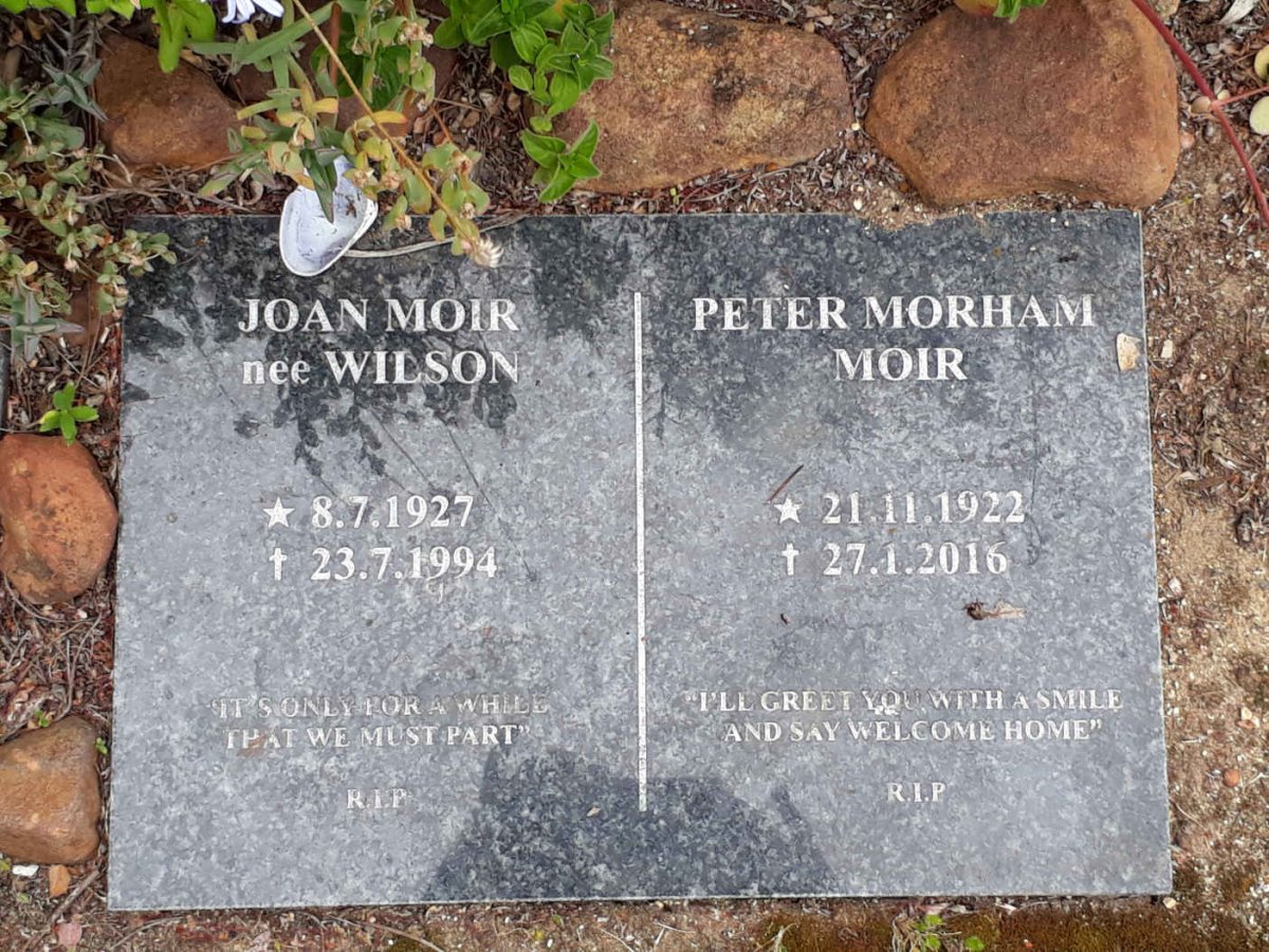 MOIR Peter Morham 1922-2016 &amp; Joan WILSON 1927-1994