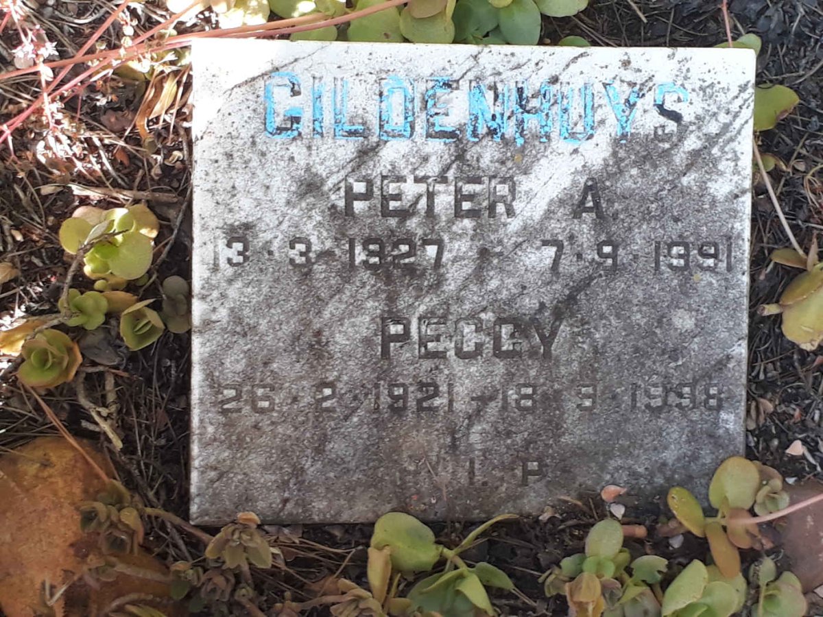 GILDENHUYS Peter A. 1927-1991 &amp; Peggy 1921-1998