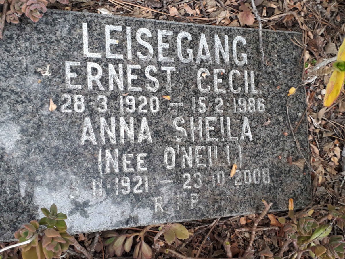 LEISEGANG Ernest Cecil 1920-1986 &amp; Anna Sheila O’NEILL 1921-2008