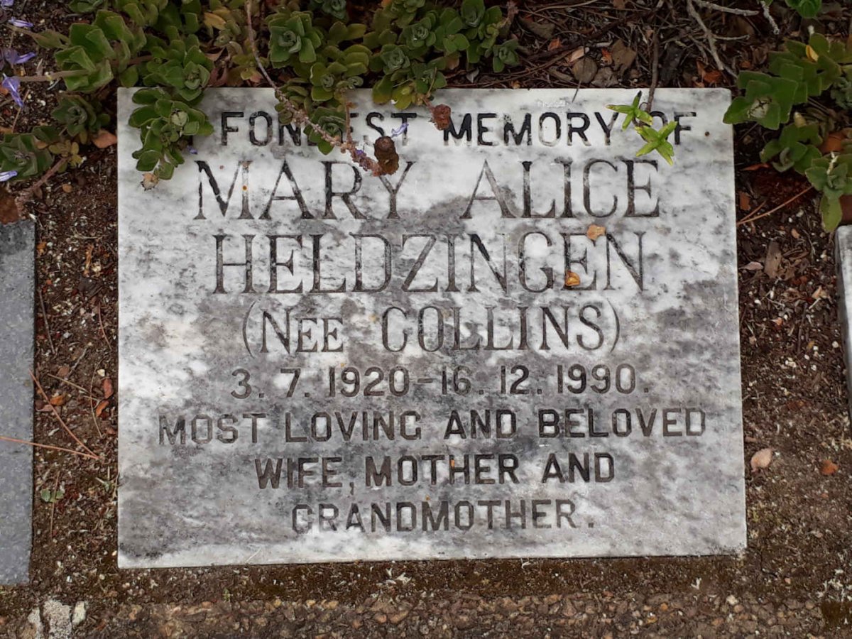 HELDZINGEN Mary Alice nee COLLINS 1920-1990