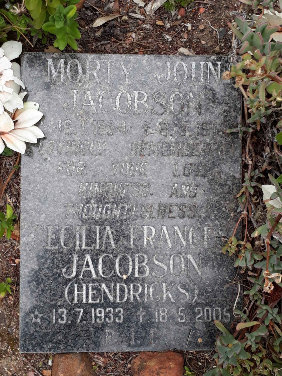JACOBSON Morty John 1934-1994 &amp; Cecilia Frances HENDRICKS 1933-2005