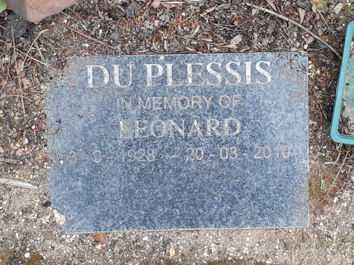PLESSIS Leonard, du 1928-2010