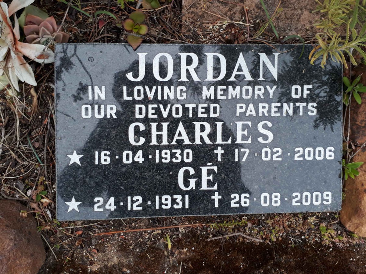 JORDAN Charles 1930-2006 &amp; Ge 1931-2009