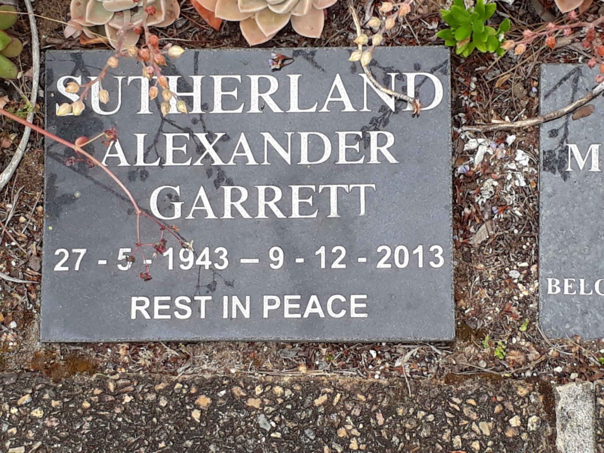 SUTHERLAND Alexander Garrett 1943-2013