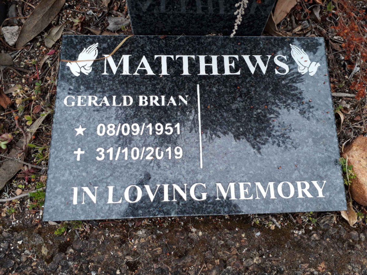 MATTHEWS Gerald Brian 1951-2019