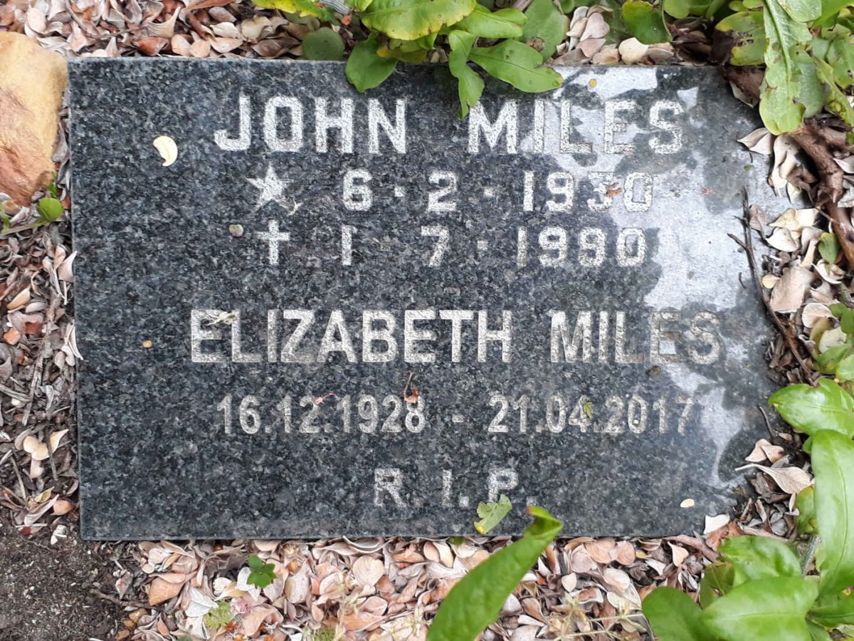 MILES John 1930-1990 &amp; Elizabeth 1928-2017