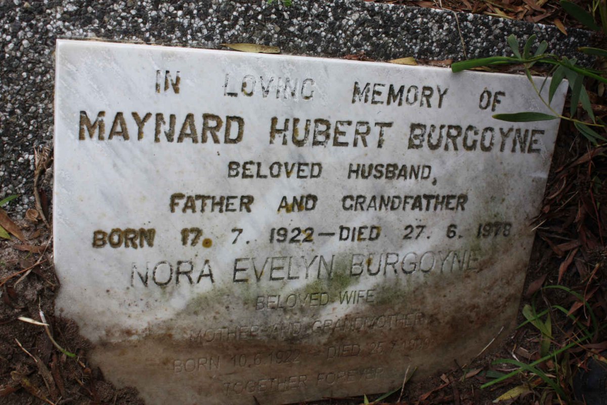 BURGOYNE Maynard Hubert 1922-1978 &amp; Nora Evelyn 1922-1999