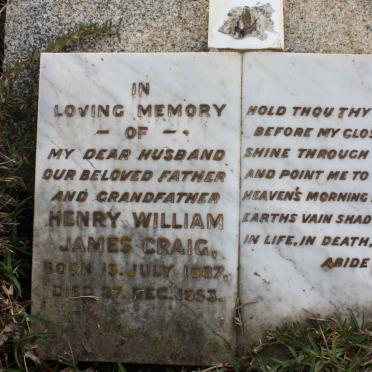 CRAIG Henry William James 1867-1953
