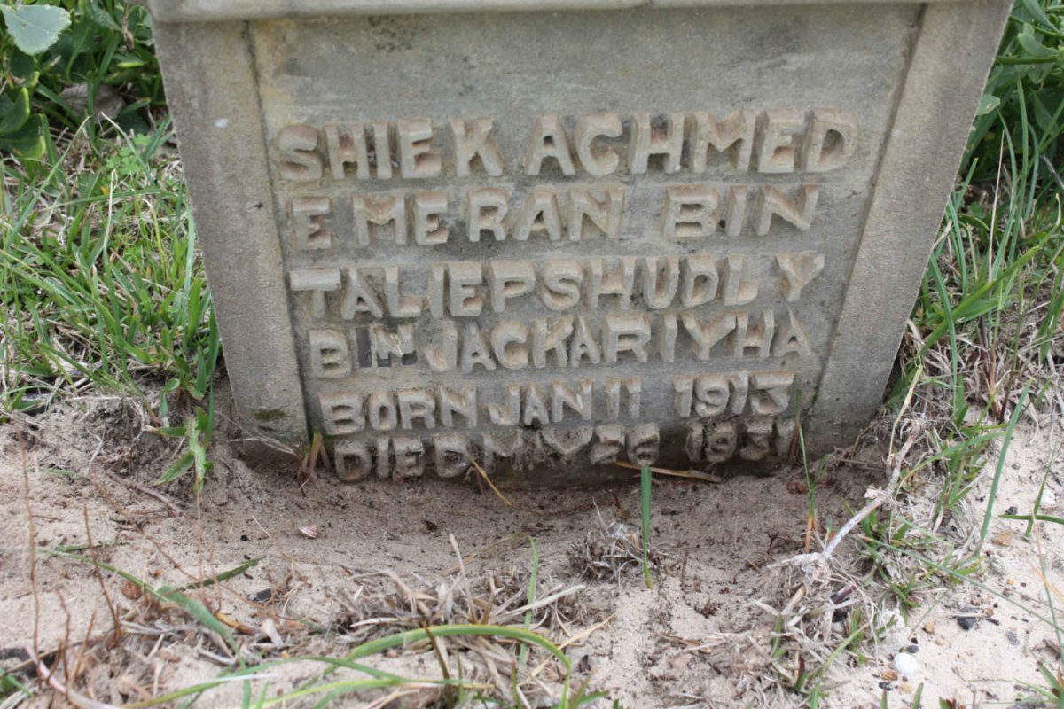 JACKARIYHA, Achmed Emeran Bin Taliepshudly Bin 1913-1931