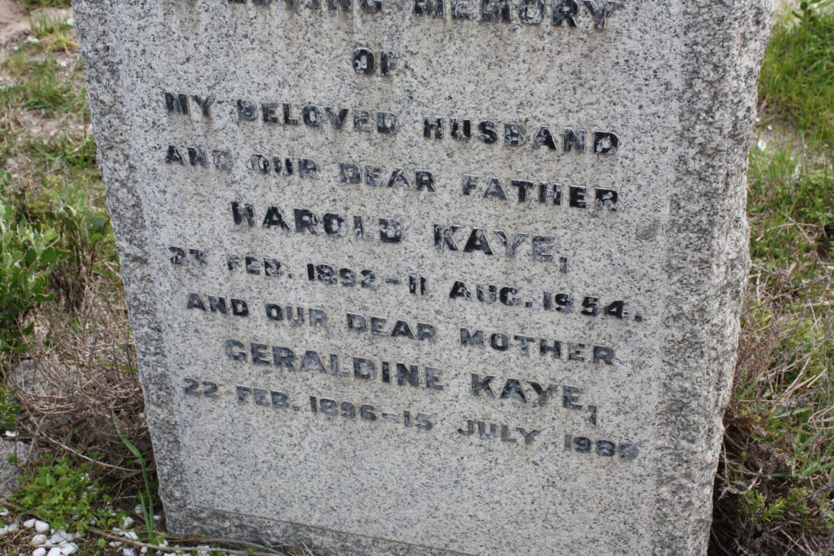 KAYE Harold 1892-1954 &amp; Geraldine 1896-1980