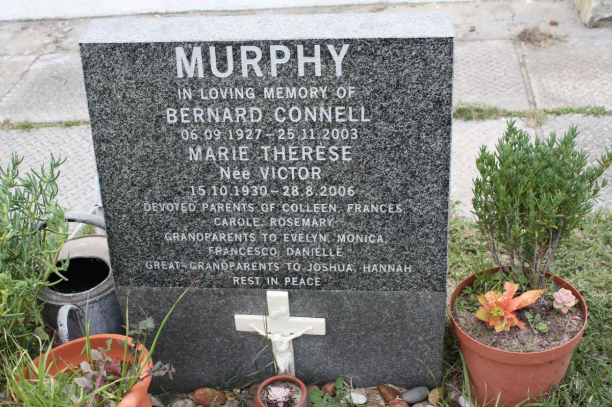 MURPHY Bernard Connel 1927-2003 &amp; Marie Therese VICTOR 1930-2006