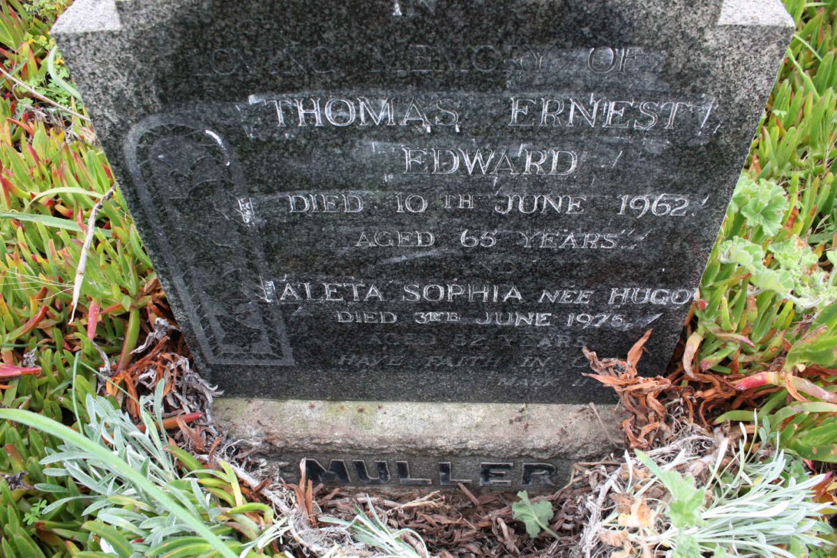 MULLER Thomas Ernest Edward -1962 &amp; Aletta Sophia HUGO -1976