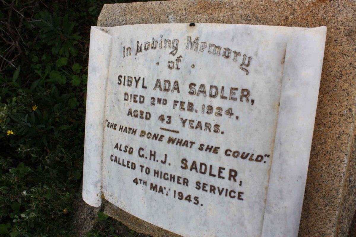 SADLER  Sibyl Ada -1924 &amp; SADLER C.H.J. -1945