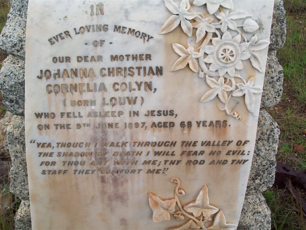 COLYN Johanna Christian Cornelia nee LOUW -1897
