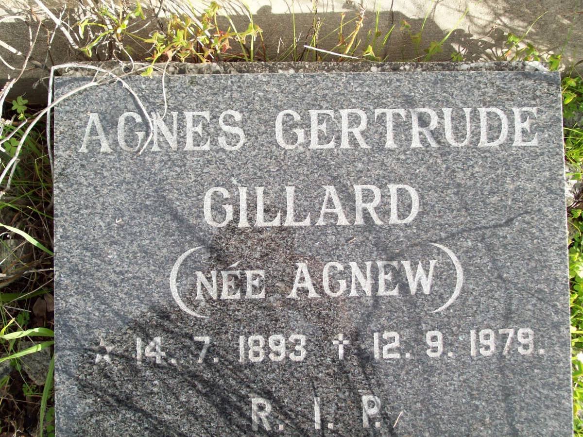 GILLARD Agnes Gertrude nee AGNEW 1893-1979