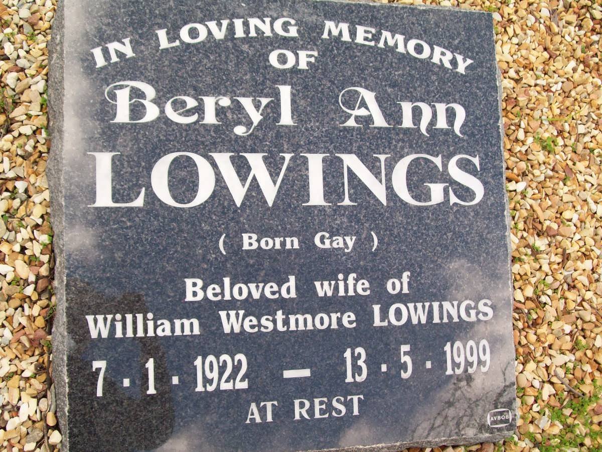 LOWINGS Beryl Anne 1922-1999