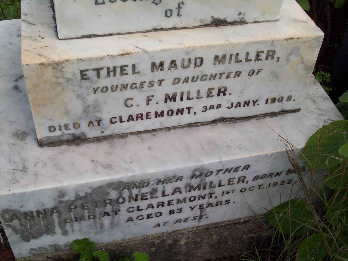 MILLER Ethel Maud -1908 :: MILLER Anna Petronella nee MA?  -1922