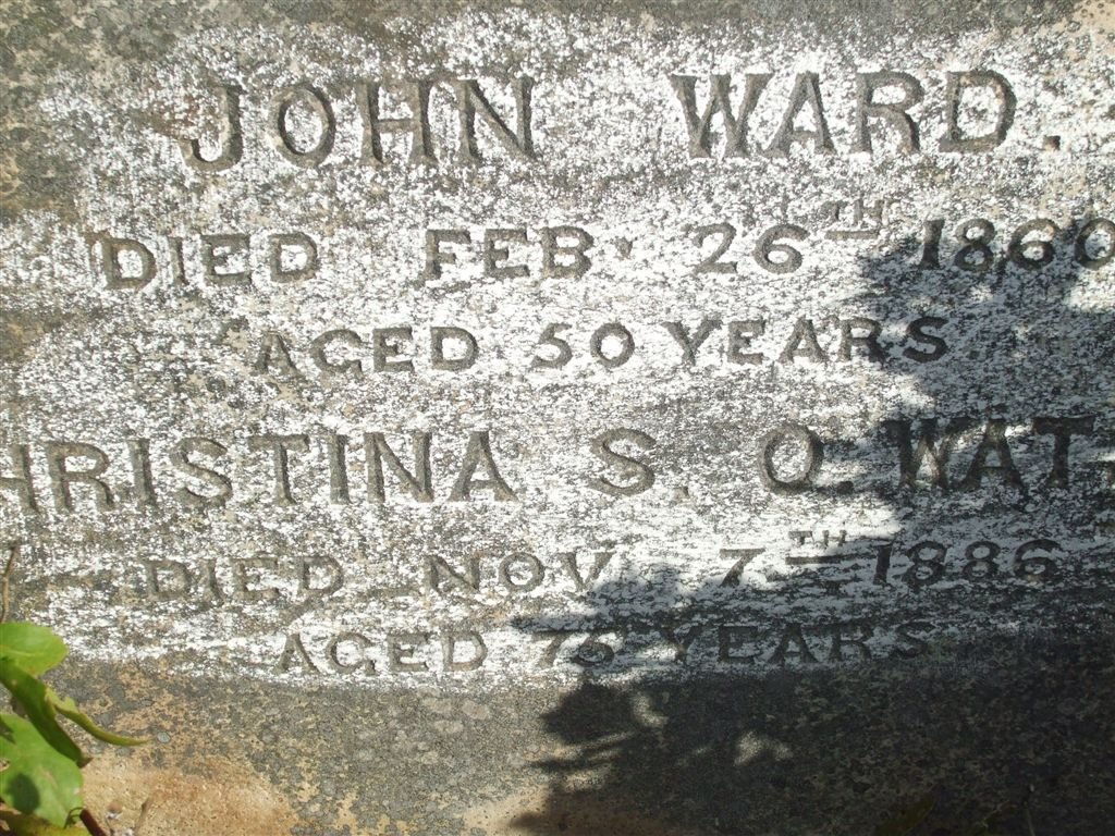 WARD John 1860 &amp; Christina S.O. WATSON -1886