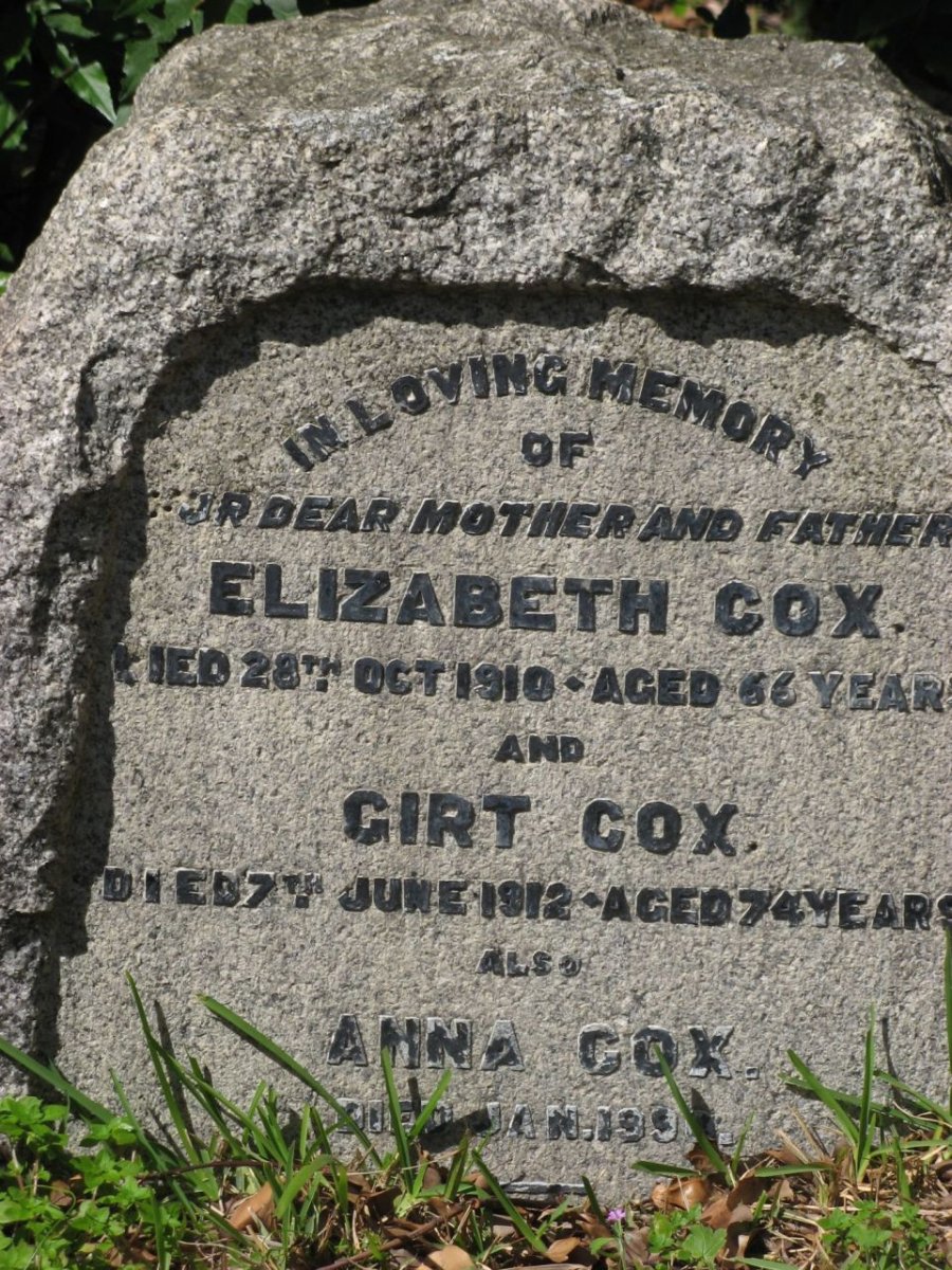 COX Girt -1912 &amp; Elizabeth -1910 :: COX Anna -199?