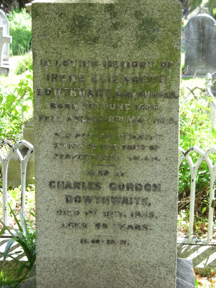 DOWTHWAITE Charles Gordon -1935 &amp; Irene Elizabeth RHODES 1888-1939