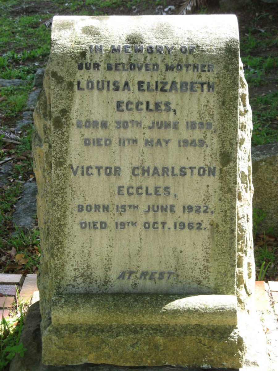 ECCLES Louisa Elizabeth 1859-1949 :: ECCLES Victor Charlston 1922-1962