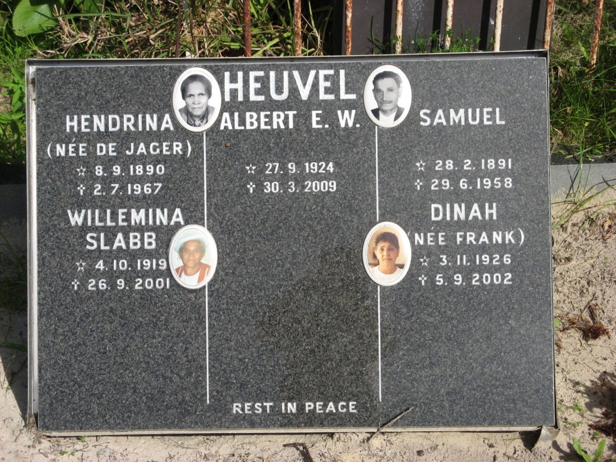 HEUVEL Samuel 1891-1958 &amp; Hendrina DE JAGER 1890-1967 :: HEUVEL Albert E.W. 1924-2009 :: HEUVEL Willemina Slabb 1919-2001