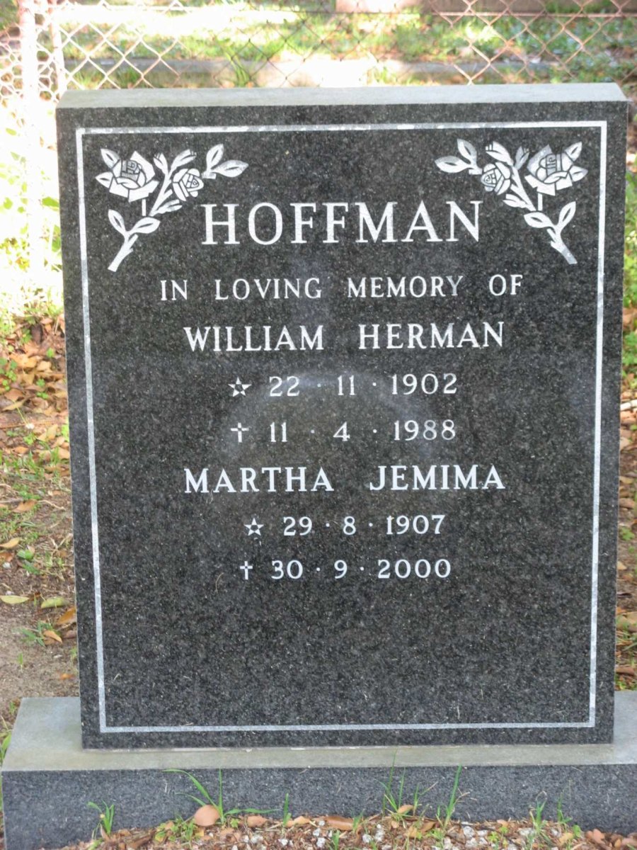 HOFFMAN William Herman 1902-1988 &amp; Martha Jemima 1907-2000