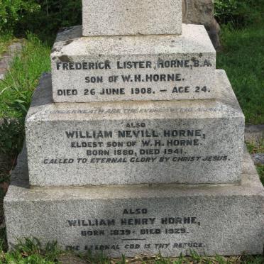HORNE William Henry 1839-1929 :: HORNE William Nevill 1880-1941 :: HORNE Frederick Lister -1908