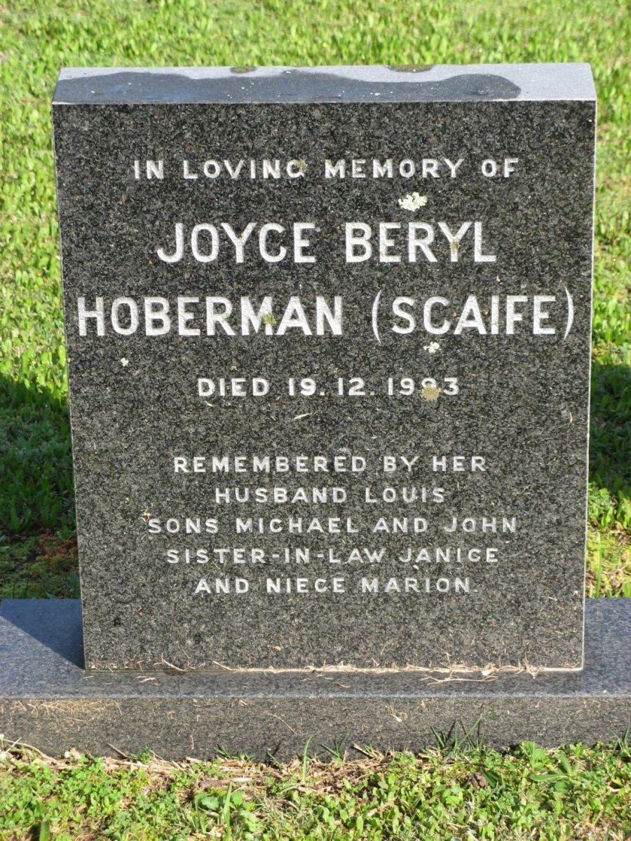 HOBERMAN Joyce Beryl nee SCAIFE -1993