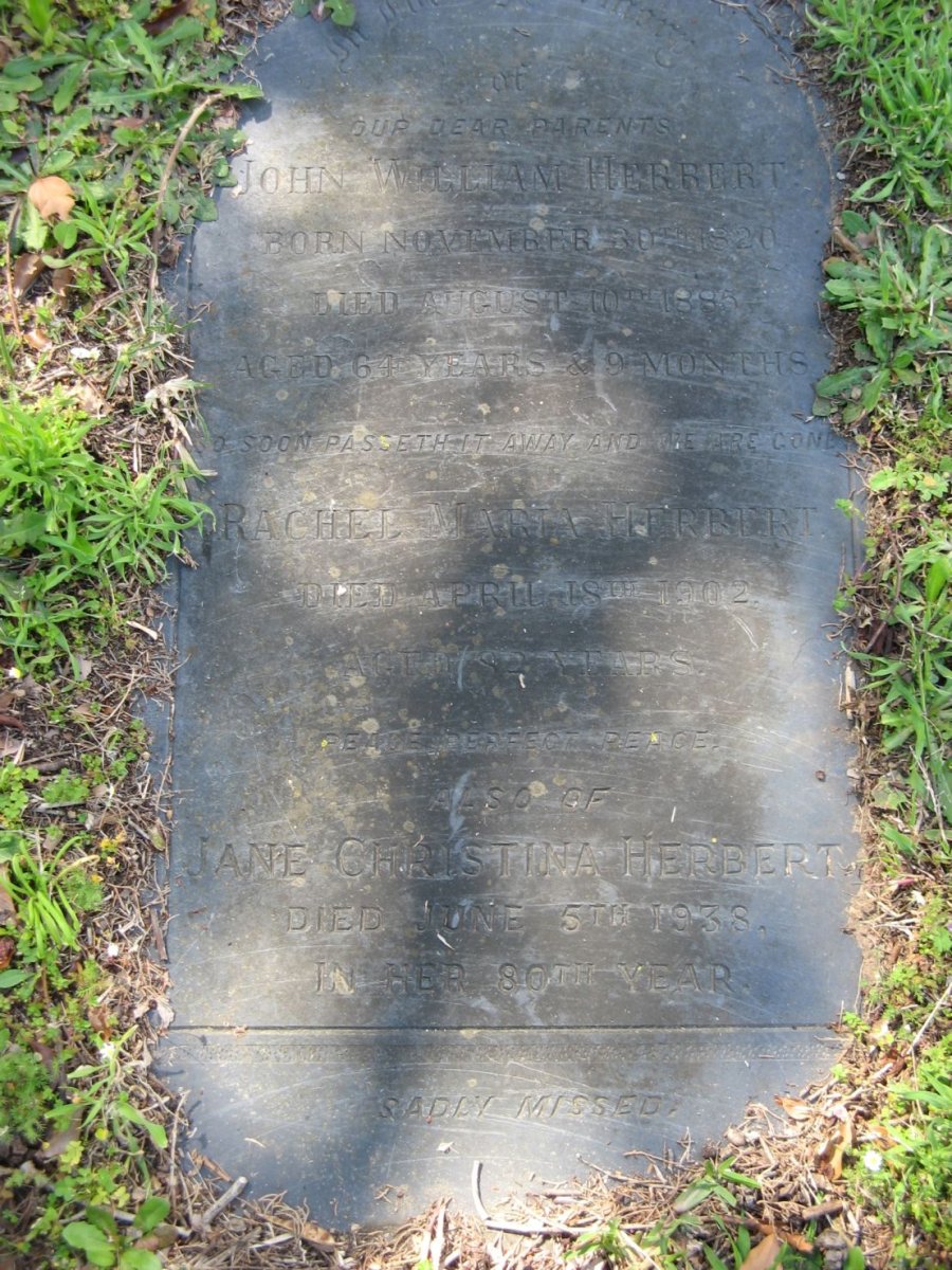 HERBERT John William 1820-1885 &amp; Rachel Maria -1902 :: HERBERT Jane Christina -1938