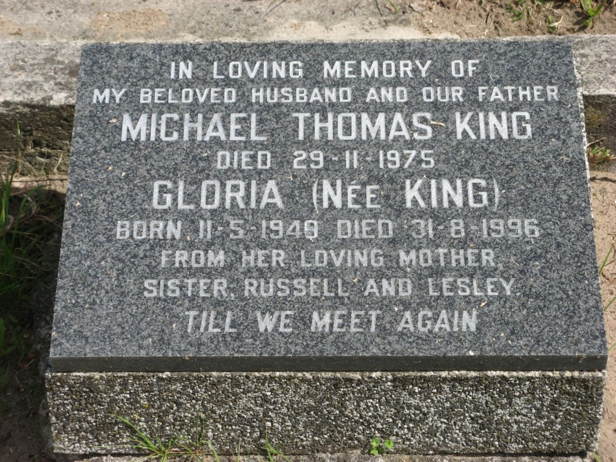 KING Michael Thomas -1975 &amp; Gloria KING 194?-1996