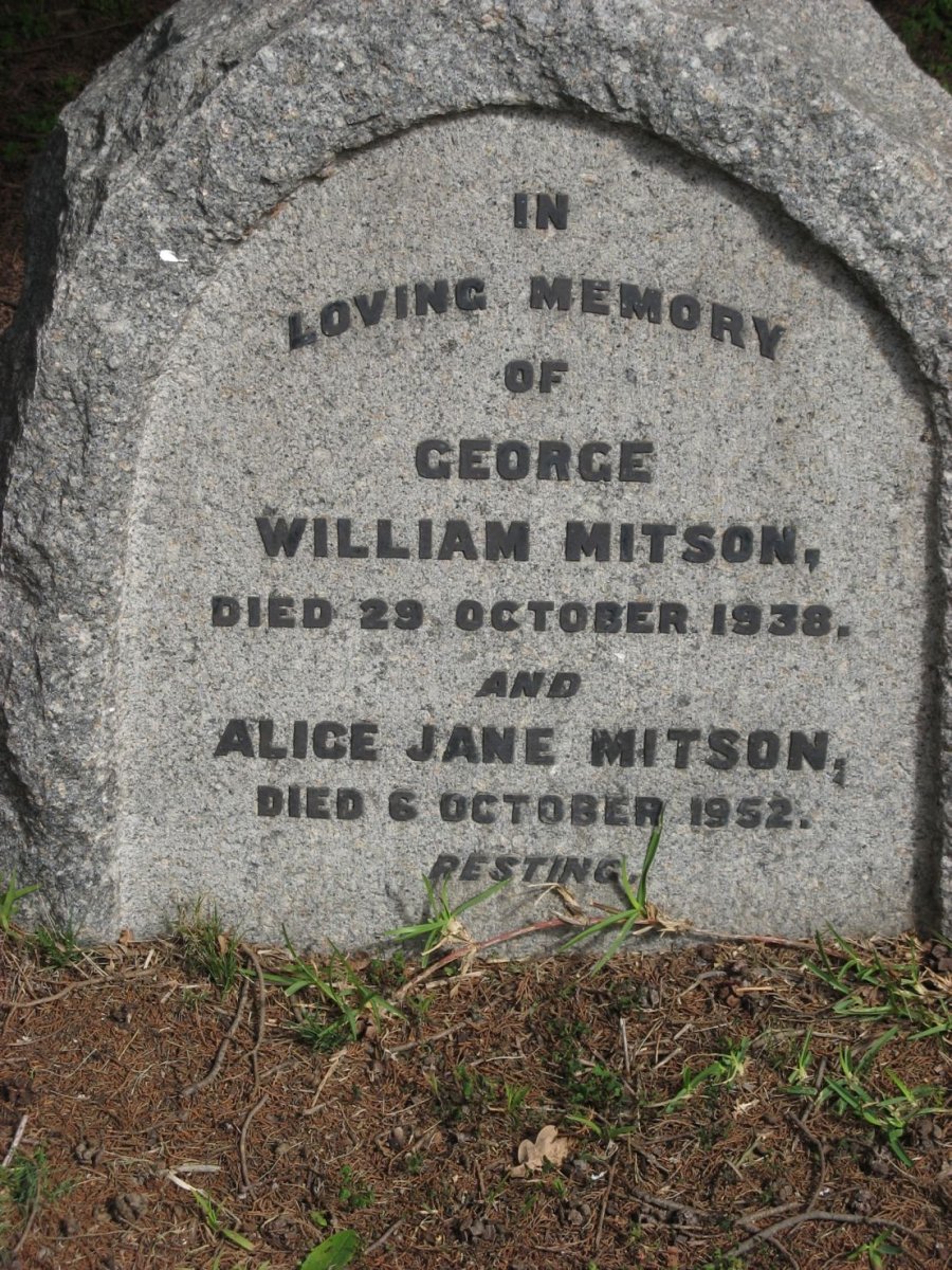 MITSON George William -1938 &amp; Alice Jane -1952